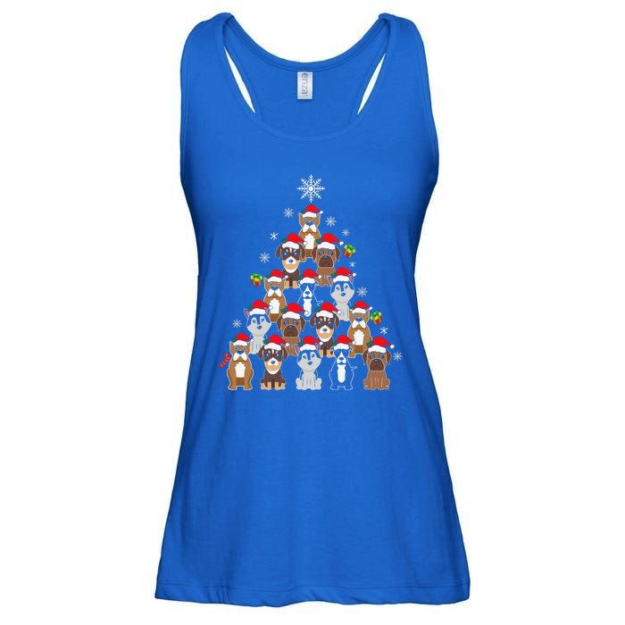 Dog Christmas Tree Funny Christmas Lights Xmas Ladies Essential Flowy Tank