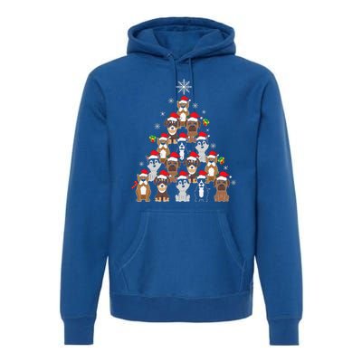 Dog Christmas Tree Funny Christmas Lights Xmas Premium Hoodie