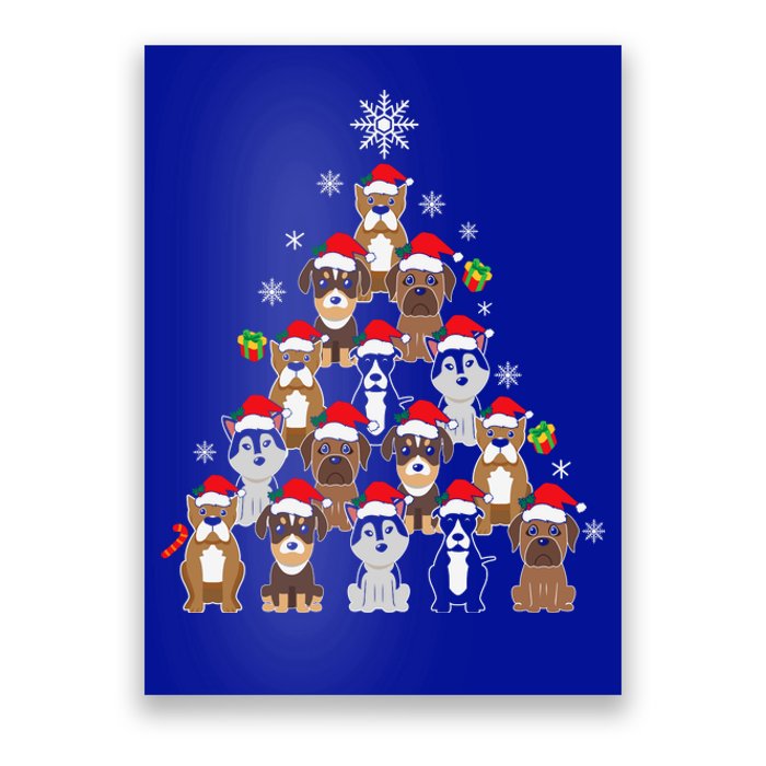 Dog Christmas Tree Funny Christmas Lights Xmas Poster