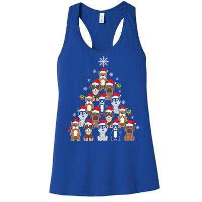 Dog Christmas Tree Funny Christmas Lights Xmas Women's Racerback Tank