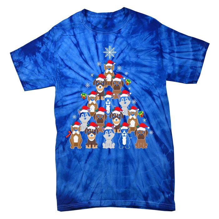 Dog Christmas Tree Funny Christmas Lights Xmas Tie-Dye T-Shirt