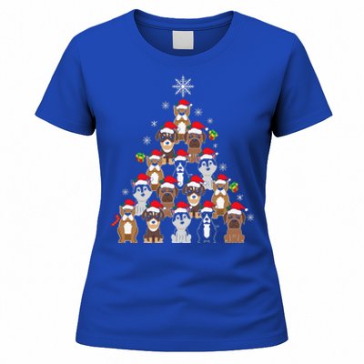 Dog Christmas Tree Funny Christmas Lights Xmas Women's T-Shirt