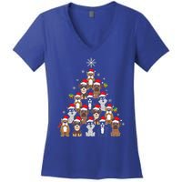 Dog Christmas Tree Funny Christmas Lights Xmas Women's V-Neck T-Shirt