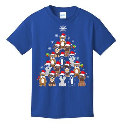 Dog Christmas Tree Funny Christmas Lights Xmas Kids T-Shirt