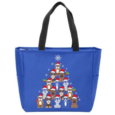 Dog Christmas Tree Funny Christmas Lights Xmas Zip Tote Bag