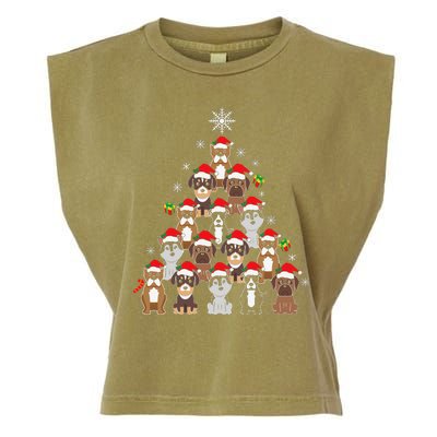 Dog Christmas Tree Funny Christmas Lights Xmas Garment-Dyed Women's Muscle Tee