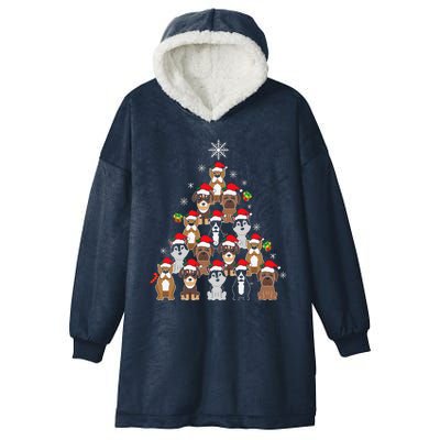 Dog Christmas Tree Funny Christmas Lights Xmas Hooded Wearable Blanket