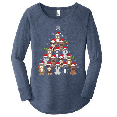 Dog Christmas Tree Funny Christmas Lights Xmas Women's Perfect Tri Tunic Long Sleeve Shirt