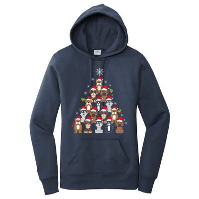 Dog Christmas Tree Funny Christmas Lights Xmas Women's Pullover Hoodie