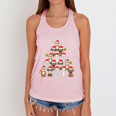 Dog Christmas Tree Funny Christmas Lights Xmas Women's Knotted Racerback Tank