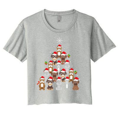 Dog Christmas Tree Funny Christmas Lights Xmas Women's Crop Top Tee