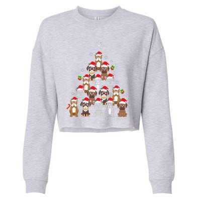 Dog Christmas Tree Funny Christmas Lights Xmas Cropped Pullover Crew