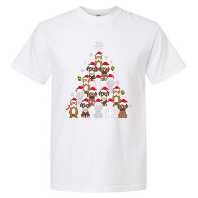 Dog Christmas Tree Funny Christmas Lights Xmas Garment-Dyed Heavyweight T-Shirt