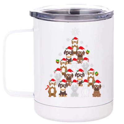 Dog Christmas Tree Funny Christmas Lights Xmas 12 oz Stainless Steel Tumbler Cup