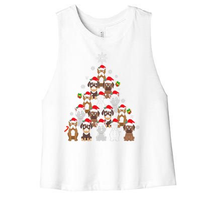 Dog Christmas Tree Funny Christmas Lights Xmas Women's Racerback Cropped Tank