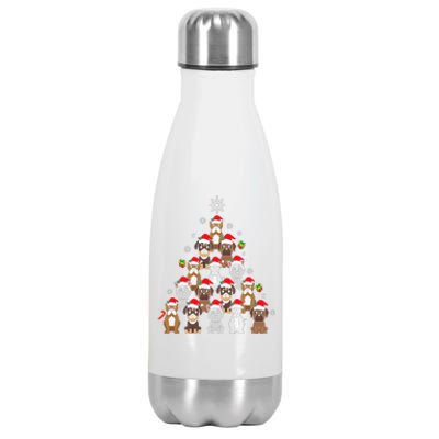 Dog Christmas Tree Funny Christmas Lights Xmas Stainless Steel Insulated Water Bottle