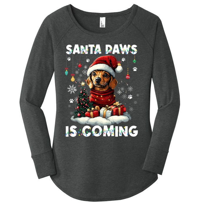 Dachshund Christmas Tree Lights Decorations Dog Lover Xmas Women's Perfect Tri Tunic Long Sleeve Shirt