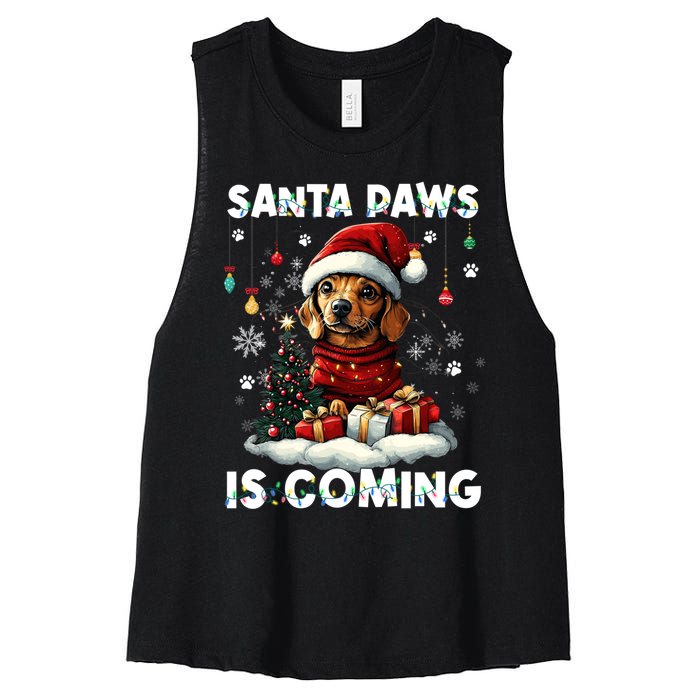 Dachshund Christmas Tree Lights Decorations Dog Lover Xmas Women's Racerback Cropped Tank