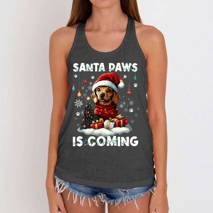 Dachshund Christmas Tree Lights Decorations Dog Lover Xmas Women's Knotted Racerback Tank