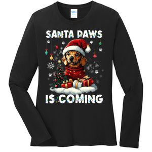 Dachshund Christmas Tree Lights Decorations Dog Lover Xmas Ladies Long Sleeve Shirt