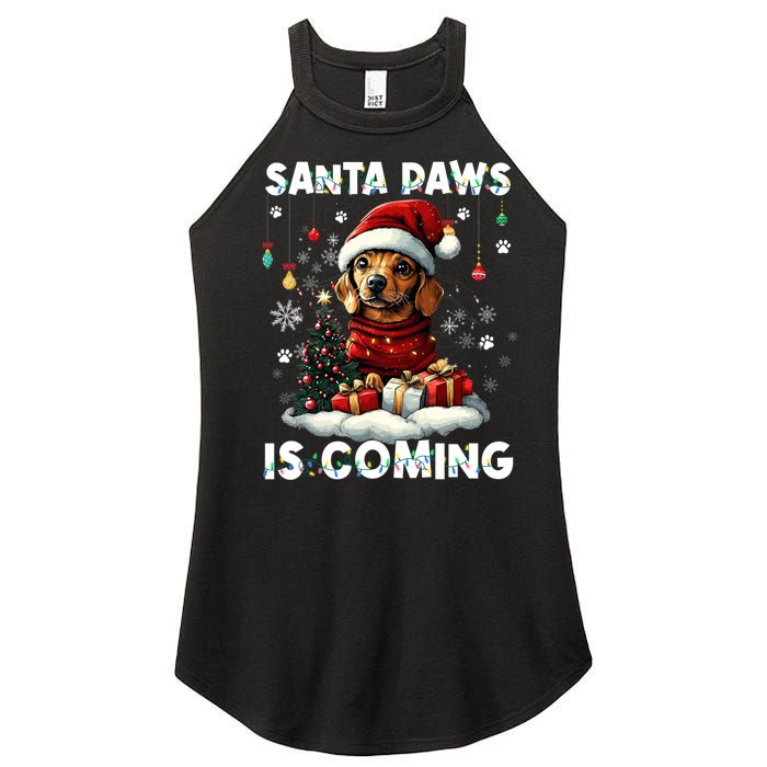 Dachshund Christmas Tree Lights Decorations Dog Lover Xmas Women's Perfect Tri Rocker Tank