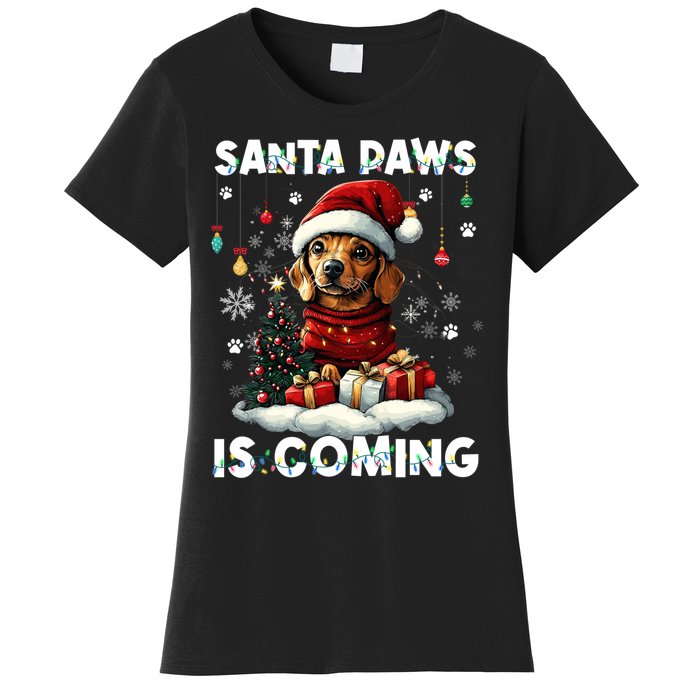 Dachshund Christmas Tree Lights Decorations Dog Lover Xmas Women's T-Shirt