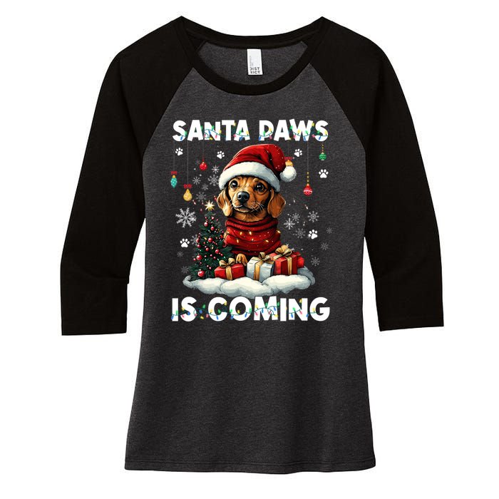 Dachshund Christmas Tree Lights Decorations Dog Lover Xmas Women's Tri-Blend 3/4-Sleeve Raglan Shirt