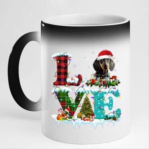 Dachshund Christmas Tree Lights Santa Dog Xmas Gift 11oz Black Color Changing Mug