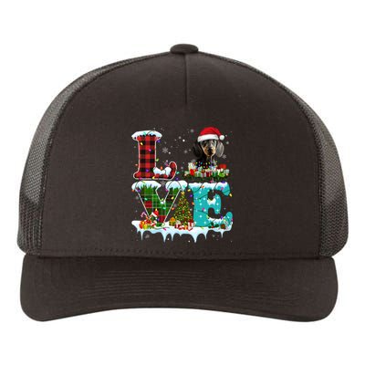 Dachshund Christmas Tree Lights Santa Dog Xmas Gift Yupoong Adult 5-Panel Trucker Hat