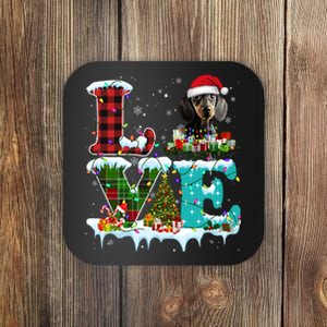 Dachshund Christmas Tree Lights Santa Dog Xmas Gift Coaster