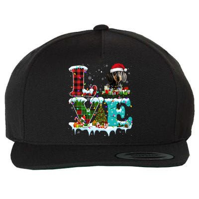 Dachshund Christmas Tree Lights Santa Dog Xmas Gift Wool Snapback Cap