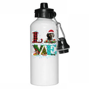 Dachshund Christmas Tree Lights Santa Dog Xmas Gift Aluminum Water Bottle