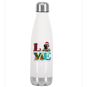 Dachshund Christmas Tree Lights Santa Dog Xmas Gift Stainless Steel Insulated Water Bottle