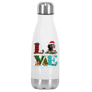 Dachshund Christmas Tree Lights Santa Dog Xmas Gift Stainless Steel Insulated Water Bottle