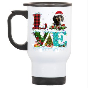 Dachshund Christmas Tree Lights Santa Dog Xmas Gift Stainless Steel Travel Mug