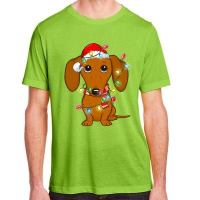 Dachshund Christmas Tree Dachshund Santa Hat Light Xmas Gift Adult ChromaSoft Performance T-Shirt