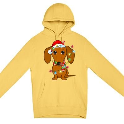 Dachshund Christmas Tree Dachshund Santa Hat Light Xmas Gift Premium Pullover Hoodie