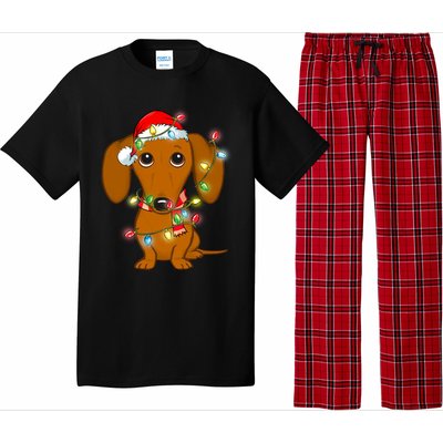 Dachshund Christmas Tree Dachshund Santa Hat Light Xmas Gift Pajama Set