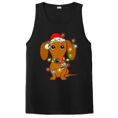 Dachshund Christmas Tree Dachshund Santa Hat Light Xmas Gift PosiCharge Competitor Tank