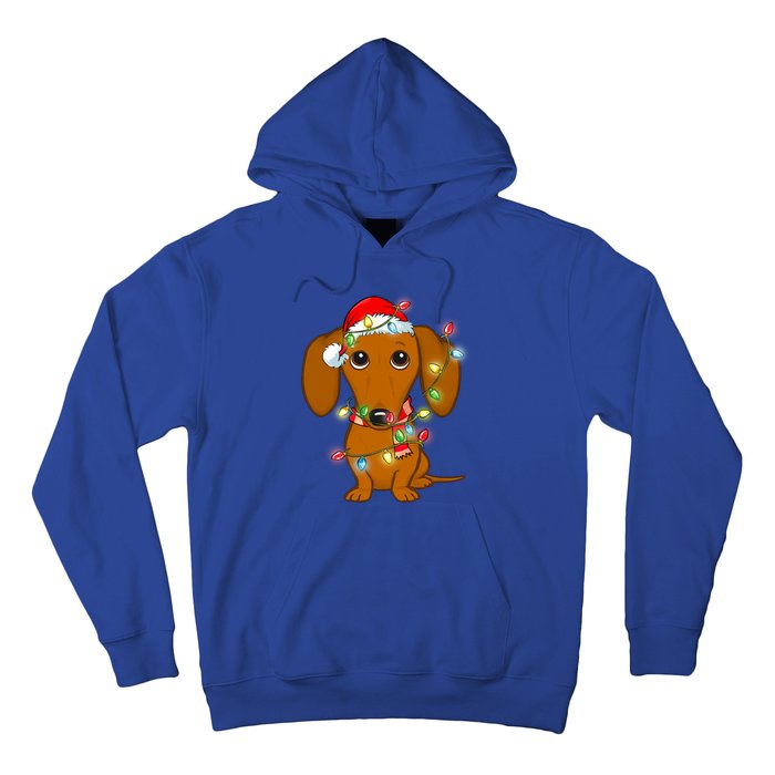 Dachshund Christmas Tree Dachshund Santa Hat Light Xmas Gift Hoodie