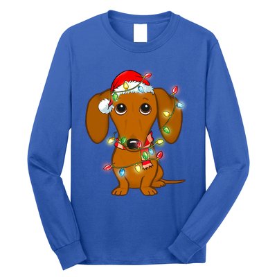 Dachshund Christmas Tree Dachshund Santa Hat Light Xmas Gift Long Sleeve Shirt