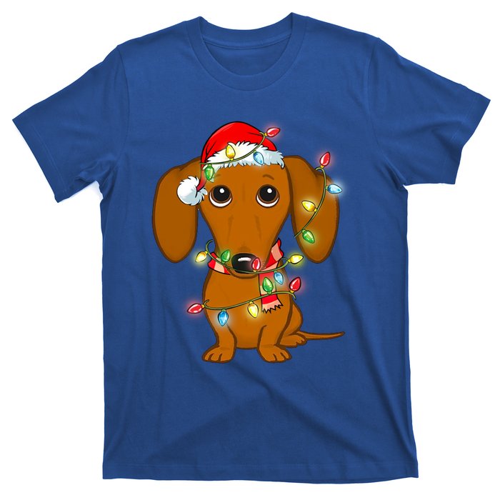 Dachshund Christmas Tree Dachshund Santa Hat Light Xmas Gift T-Shirt