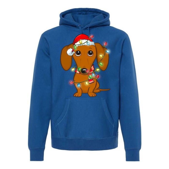 Dachshund Christmas Tree Dachshund Santa Hat Light Xmas Gift Premium Hoodie