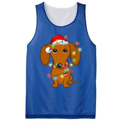 Dachshund Christmas Tree Dachshund Santa Hat Light Xmas Gift Mesh Reversible Basketball Jersey Tank