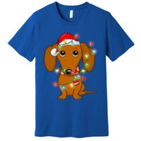 Dachshund Christmas Tree Dachshund Santa Hat Light Xmas Gift Premium T-Shirt