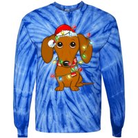 Dachshund Christmas Tree Dachshund Santa Hat Light Xmas Gift Tie-Dye Long Sleeve Shirt