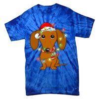 Dachshund Christmas Tree Dachshund Santa Hat Light Xmas Gift Tie-Dye T-Shirt