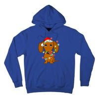 Dachshund Christmas Tree Dachshund Santa Hat Light Xmas Gift Tall Hoodie