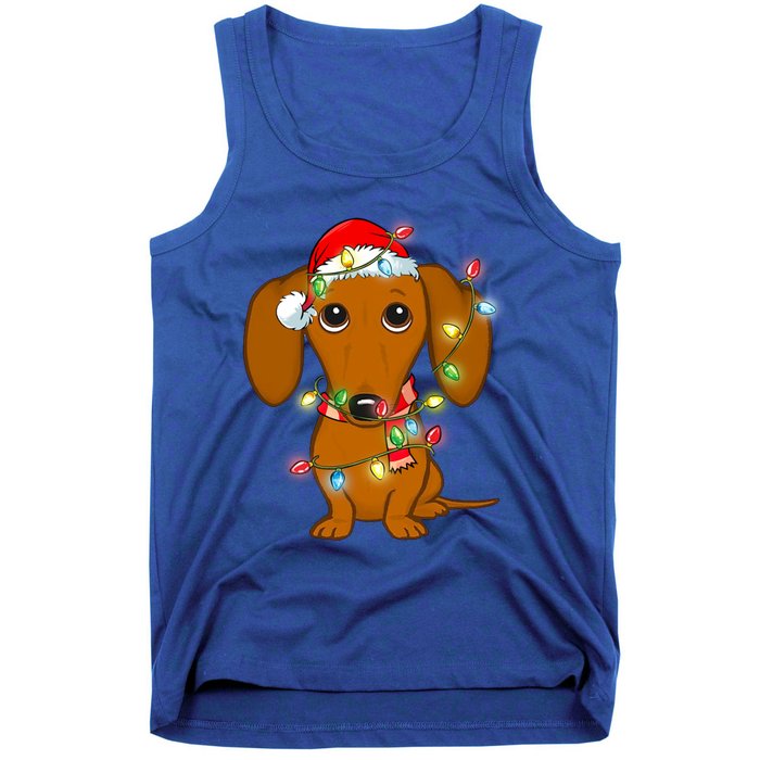 Dachshund Christmas Tree Dachshund Santa Hat Light Xmas Gift Tank Top