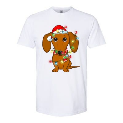 Dachshund Christmas Tree Dachshund Santa Hat Light Xmas Gift Softstyle CVC T-Shirt